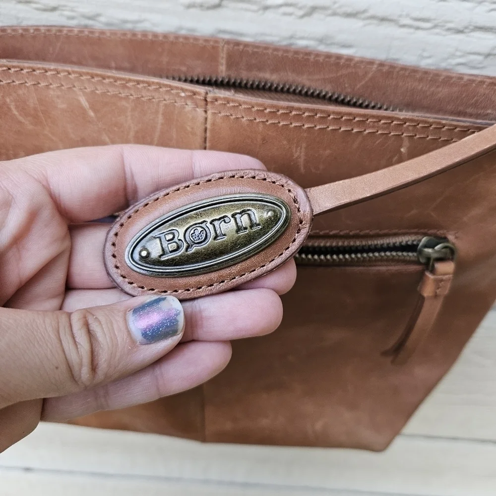 Born brown leather studded crossbody bag - Picture 7 of 12